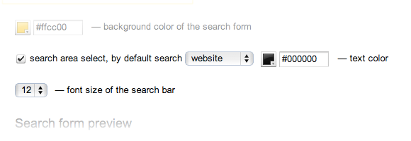 Select from a wide range of colors for your search form.