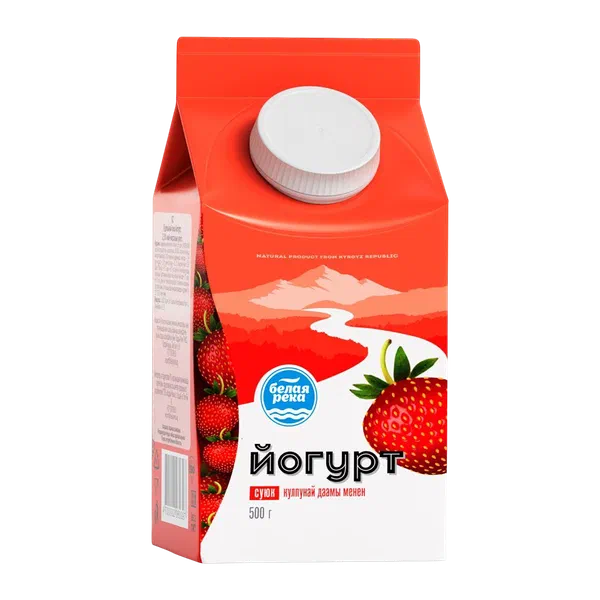 Йогурт питьевой Белая Река клубника 2,5% 500г PP