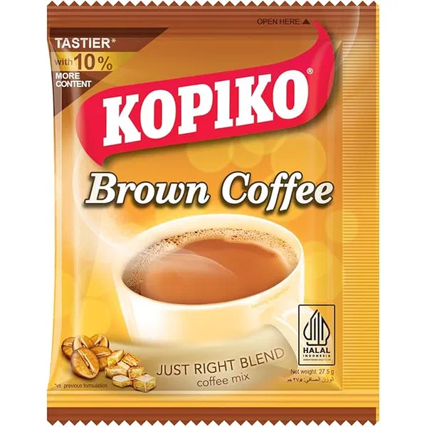KOPIKO BROWN 3-IN-1 COFFEE MIX WITH MALT AND BROWN SUGAR 27.5G