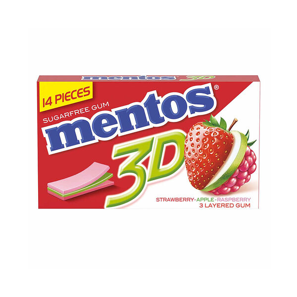 Mentos 3D Sugar Free Gum Strawberry 8.5Gm