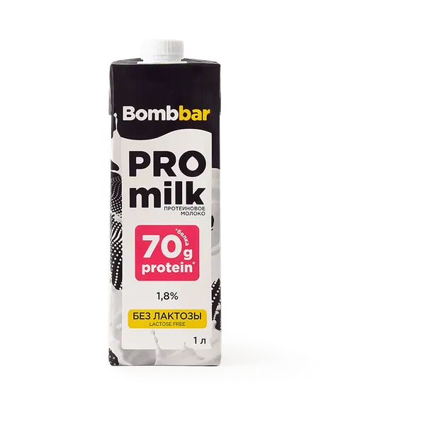 Молоко Bombbar без лактозы у/паст 1,8% 1л т/п