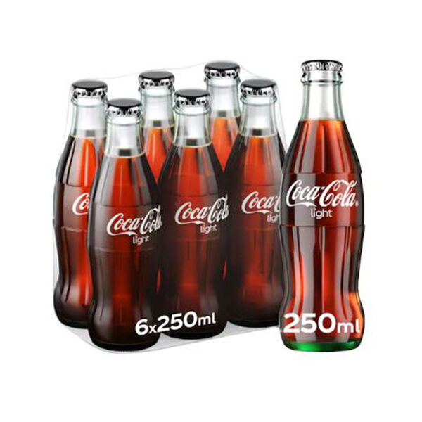 Coca Cola Light Soft Drink Glass Bottle 6X250Ml
