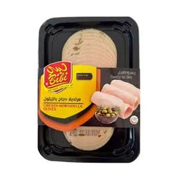 BIBI CHICKEN MORTADELLA SLICES WITH GREEN OLIVES 200G