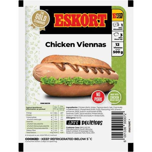 Eskort Chicken Vienna 500g