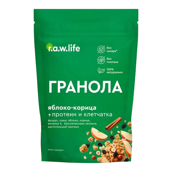 Гранола RAW LIFE протеиновая Яблоко/Корица 220г