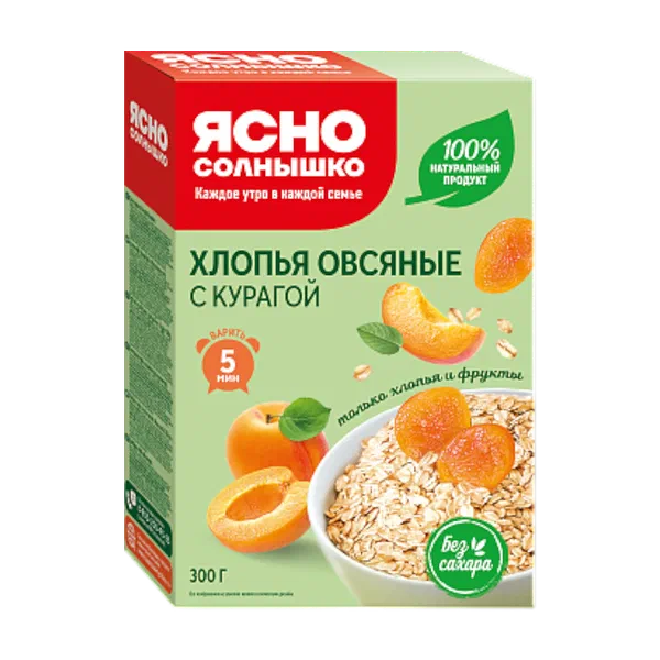 Хлопья Ясно Солнышко овсяные с курагой 300г
