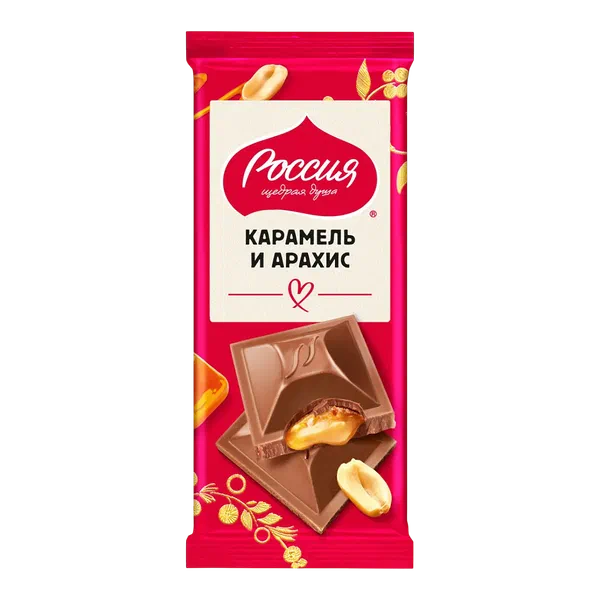 Шоколад Россия карамель/арахис 75г Nestle