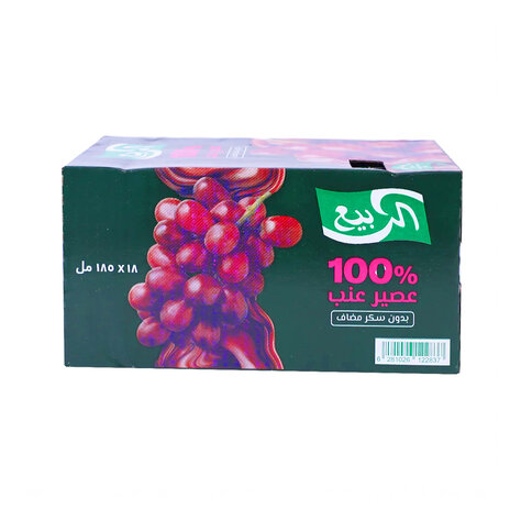 Al Rabie Red Grape Juice No Added Sugar 18X185Ml