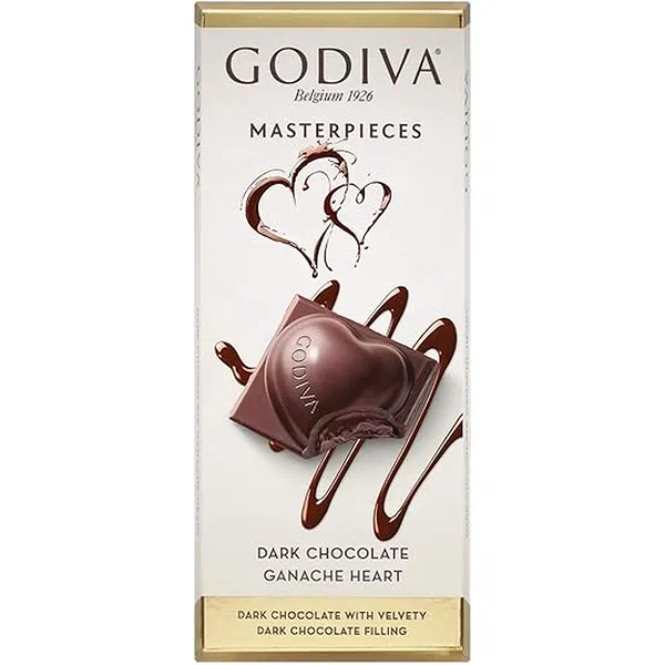 GODIVA DARK CHOCO G-HEART 86G - DARK CHOCOLATE HEART SHAPED TABLET