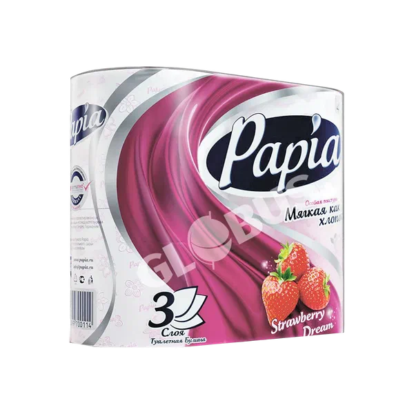 Бумага туал Papia клубника 3сл 4рул