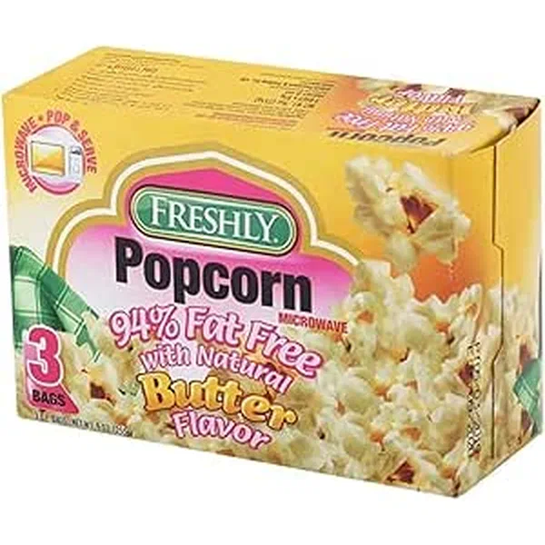 FRESHLY FAT-FREE BUTTER FLAVORED MICROWAVE POPCORN 9OZ