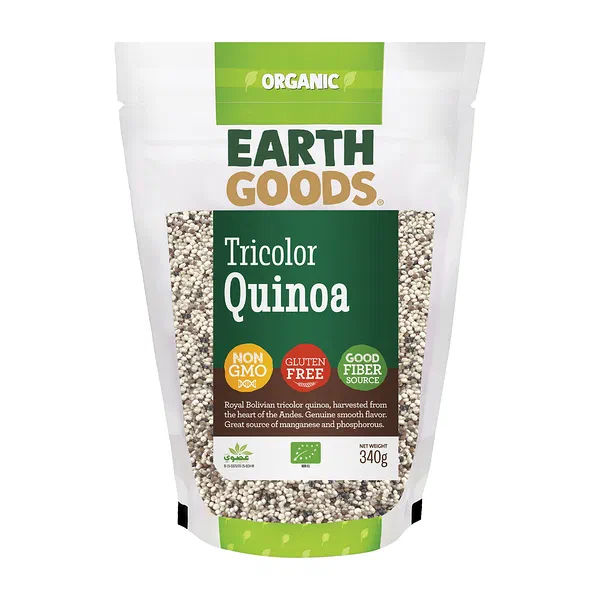 EARTH GOODS ORGANIC TRI-COLOR QUINOA PREMIUM AROMATIC BLEND 340G