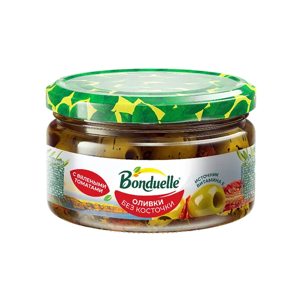Bonduelle конс.жаш.зайтун с/ж кург. помидор м/н 250мл ст/б