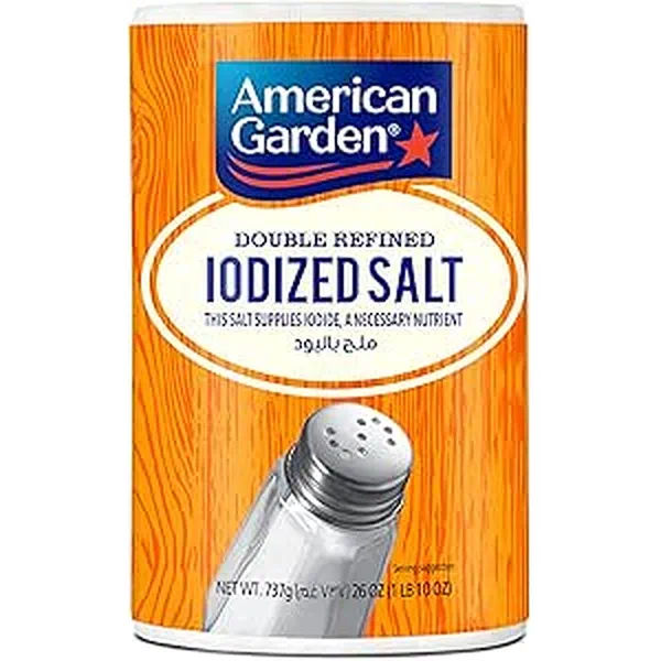 AMERICAN GARDEN IODIZED TABLE SALT TRADITIONAL FINE GRAIN 26OZ