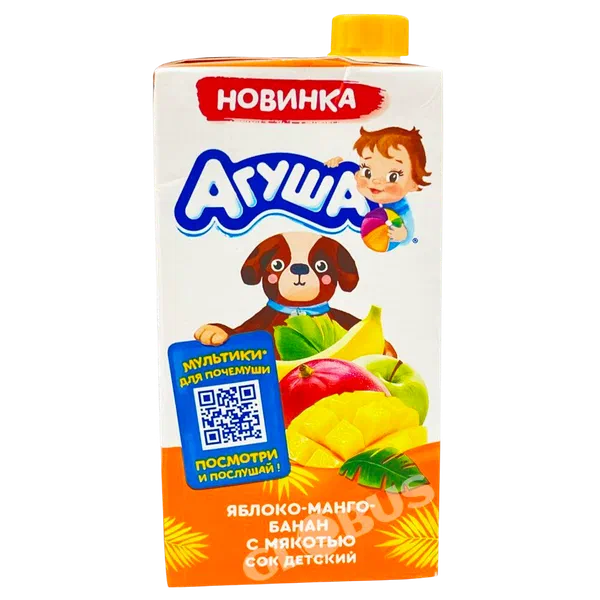 Сок дет. Агуша ябл/манго/бан.с мяк. с 3лет 500мл ВБД