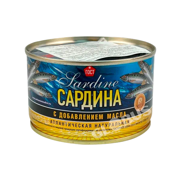 Сардина атл/тих СТ натур.с доб.масла /ключ/ 240г ж/б РЦ