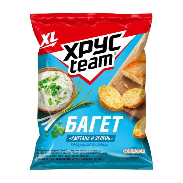 Сухарики Хрусteam багет сметана зелень 100г п/п Фрито Лей Россия 16