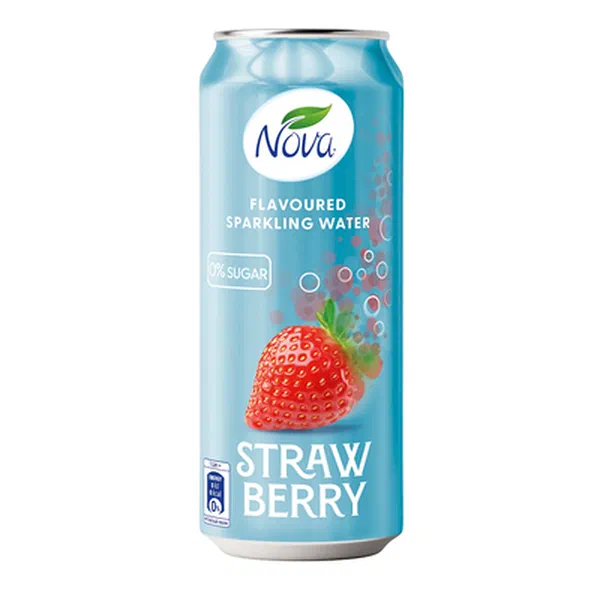 NOVA STRAWBERRY FLAVORED SPARKLING MINERAL WATER 250ML CAN