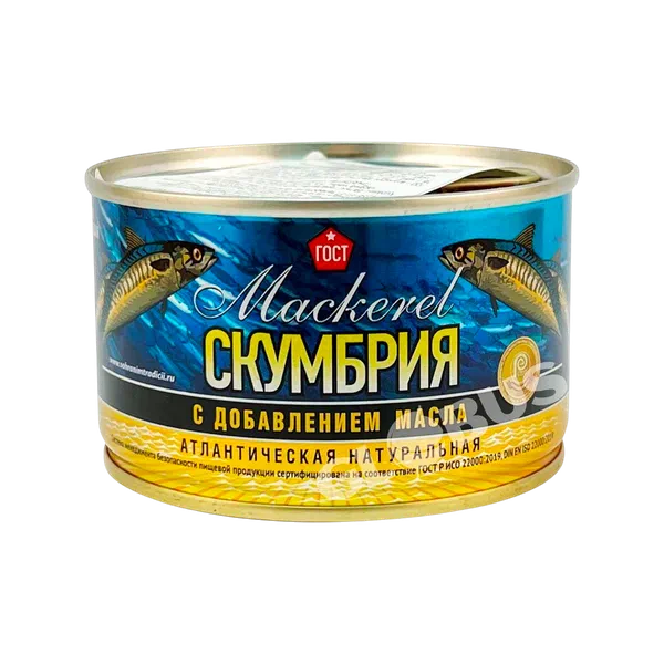 Скумбрия атлан. СТ натур. с доб.масла /ключ/ 240г ж/б РЦ