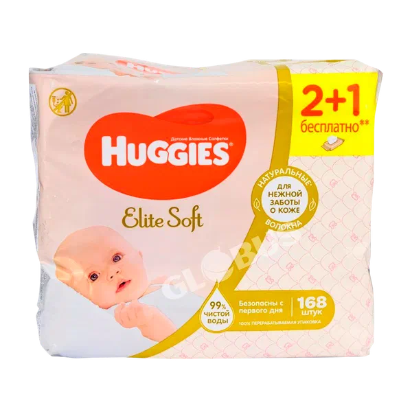 Салфетки влажн Huggies Elite Soft детск 168шт