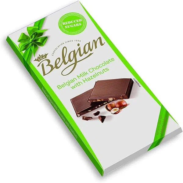 BELGIAN MLK HZLNUT NO/SGR 100G - SUGAR-FREE MILK HAZELNUT CHOCOLATE TABLET
