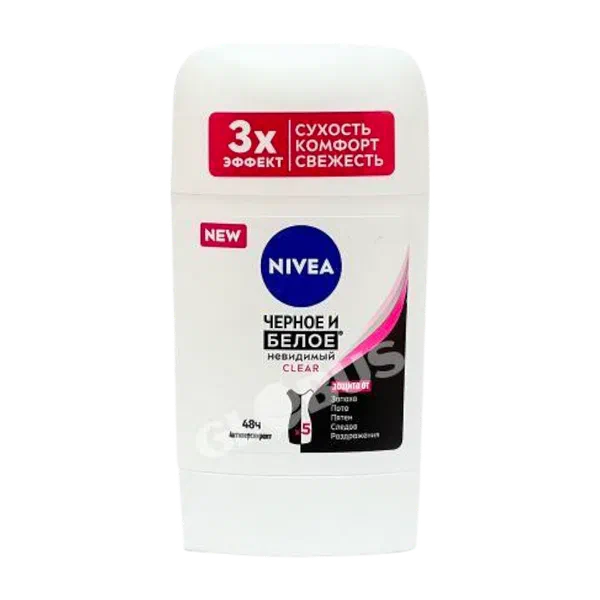 Дезодорант Nivea невидим черно-белый Clear стик жен 50мл