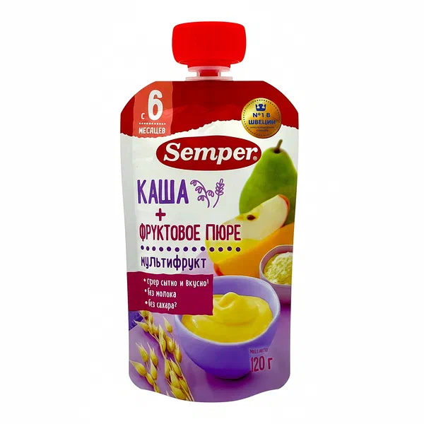 Semper мультифрукт злак пюреси 120гр д/п