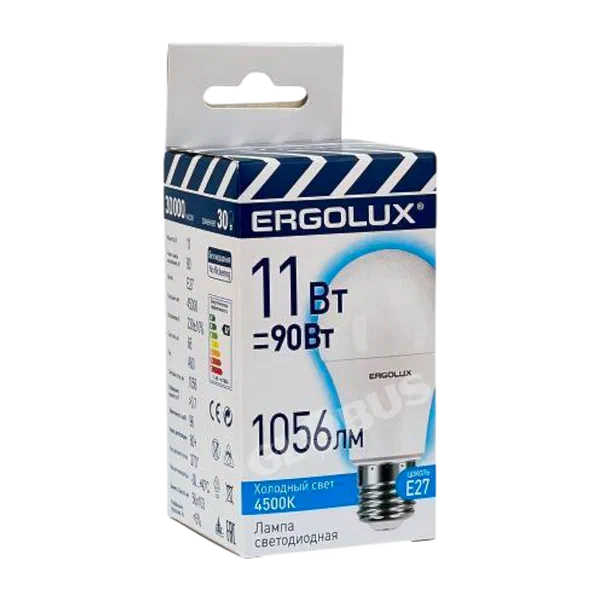 Лампочка св/диод Ergolux 11W E27 4500К 14459 ЭСТ РФ