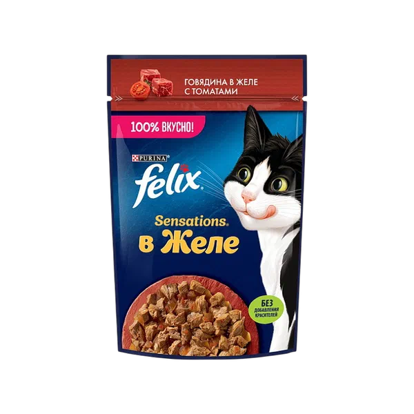 Корм д/ кошек Felix говяд/томат в желе 75г