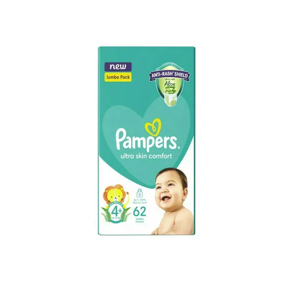 Pampers Active Jumbo Pack Diapers Maxi Plus 62s
