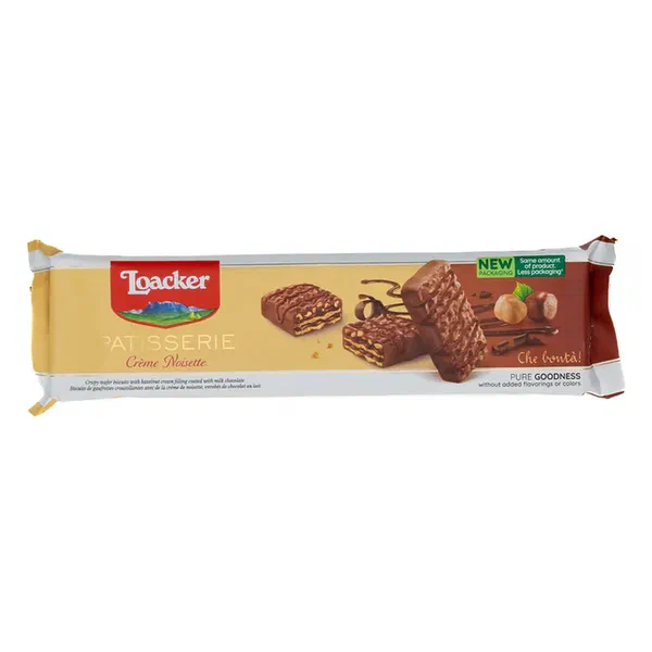 LOACKER CREME NOISETTE 99.6GM - HAZELNUT CREAM WAFER BISCUITS