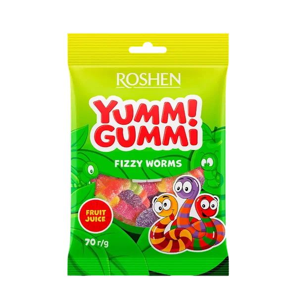 Мармелад Roshen Yummi Gummi Fizzy Worms 70г