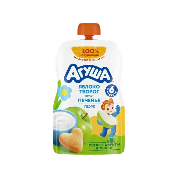 Пюре дет.Агуша фрукт ябл/творог/печ с 6 мес. 80г д/п