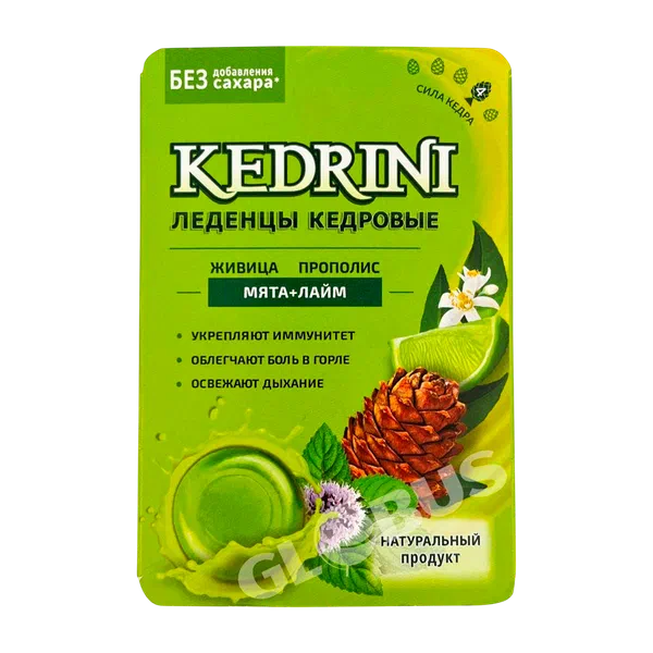 Леденцы Kedrini кедр. мята/лайм изомальт 19г