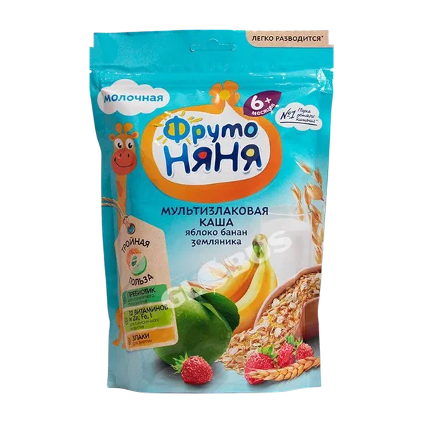 Каша дет.Фруто Няня мол. Ябл/банан/землен с 6мес 190г