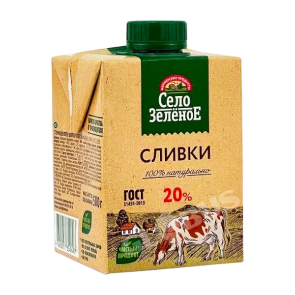 Сливки Село Зеленое 20% 500мл т/п РЦ