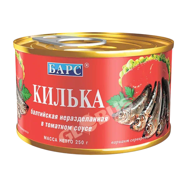 Килька балтик. Барс томат чыгында /ачкыч/ 250г ж/б