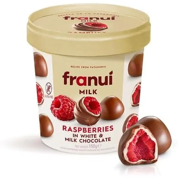 FRANUI MILK CHOCO RASPBERRY 150G - MILK CHOCOLATE RASPBERRY ICE CREAM CONE