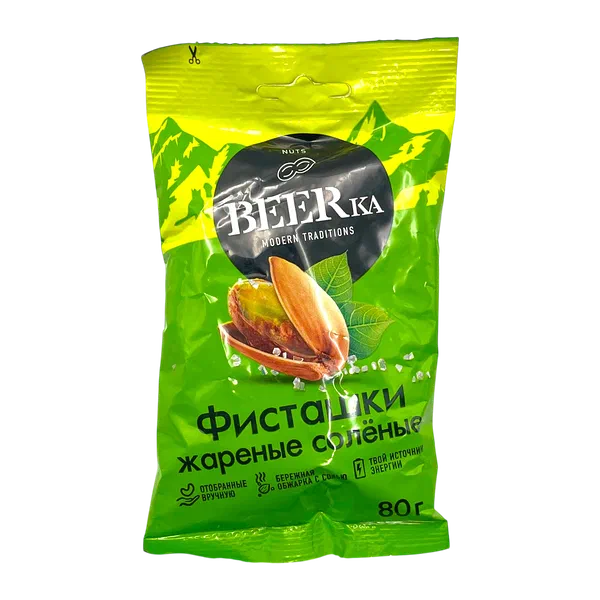 Орехи Beerka Фисташки соленые 80г п/п KDV Россия 30