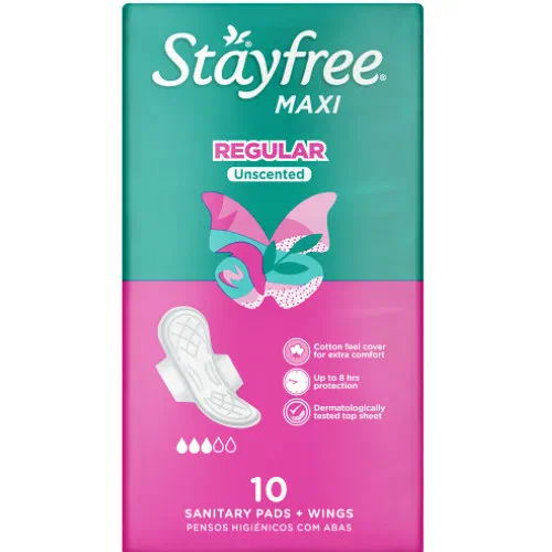 Stayfree Reg Wings Unscented 10s Pink