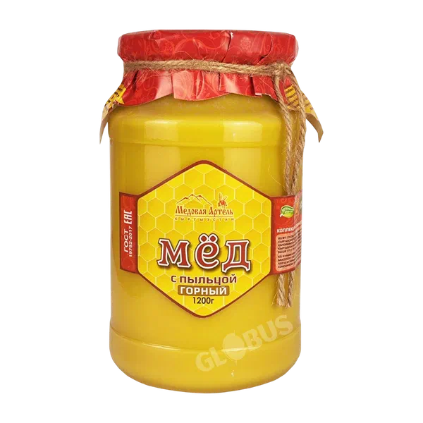Мёд Пасеки Киргизии с пыльцой 1,2кг ст/б
