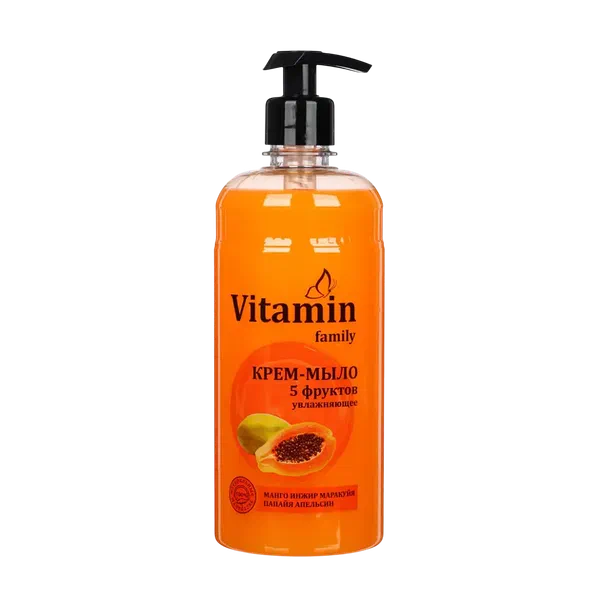 Мыло-крем Vitamin family 5 фруктов увлажн 650мл