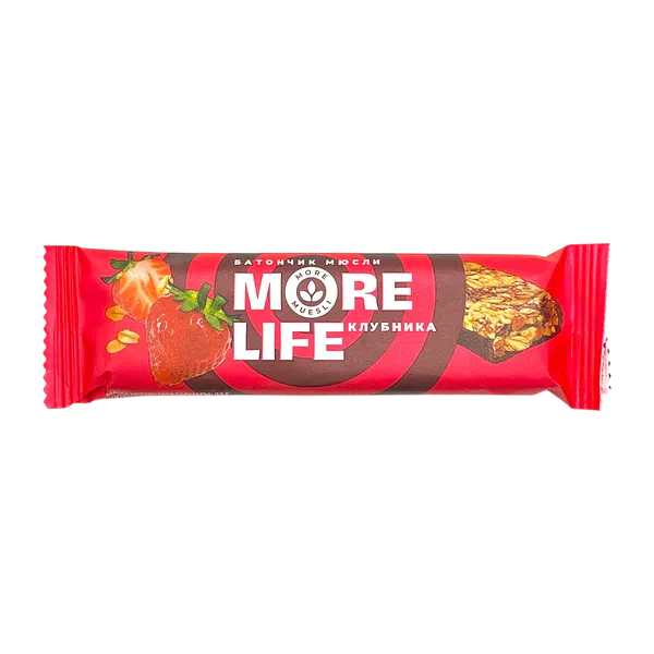 Батончик More Life мюсли клубника 32г