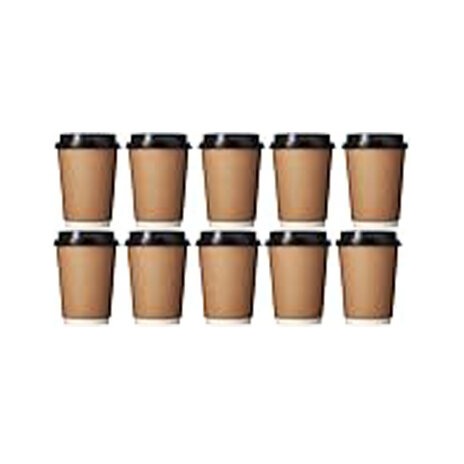 Qahwati Natural Paper Cups With Lids8Ozx10Pcs