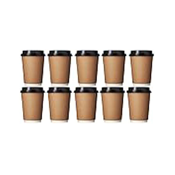 Qahwati Natural Paper Cups With Lids8Ozx10Pcs