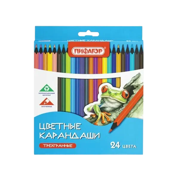 Карандаши цвет Пифагор 24цв 182088 ОФМ РФ