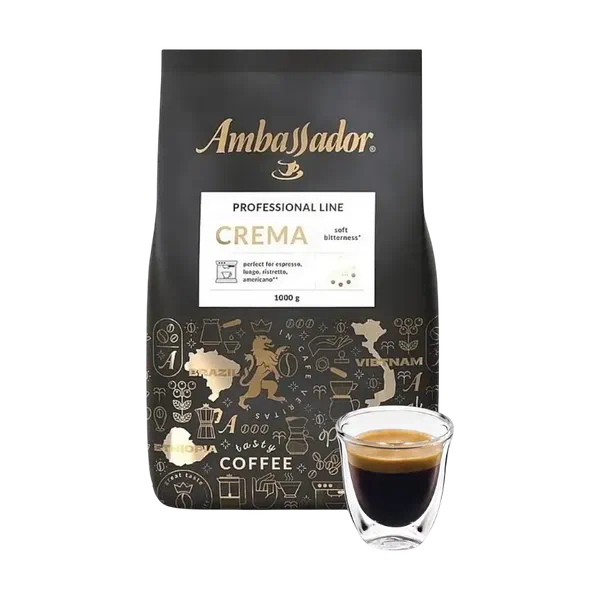 Кофе Ambassador Crema в зернах 1кг м/уп