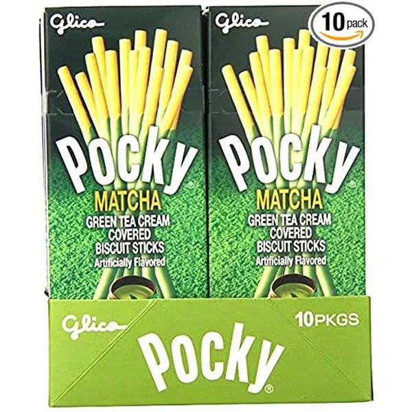 GLICO POCKY MATCHA 61.6G - MATCHA FLAVORED POCKY BREADSTICKS
