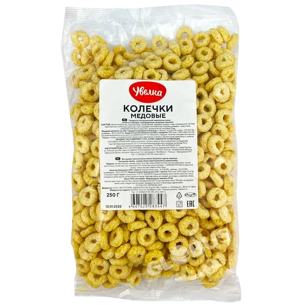 Колечки кукуруз Увелка медовые 250г м/уп