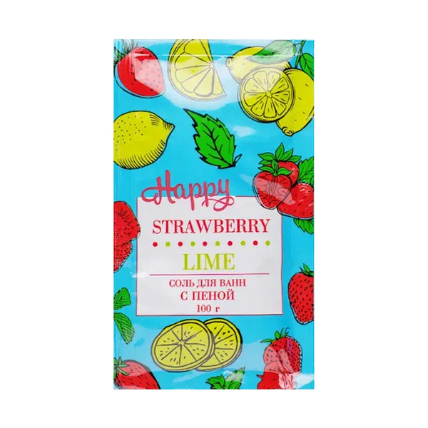 Соль д/ванны Happy клубника/лайм с пеной 100г